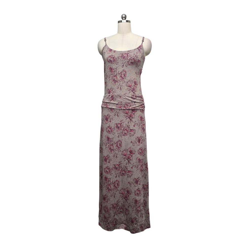 Toad&Co Womens Size Small Taupe Pink Floral Organic Cotton Tencel Maxi Dress Eco